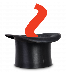 Corporate language training services - Magicians hat with JCL red wave in the middle.